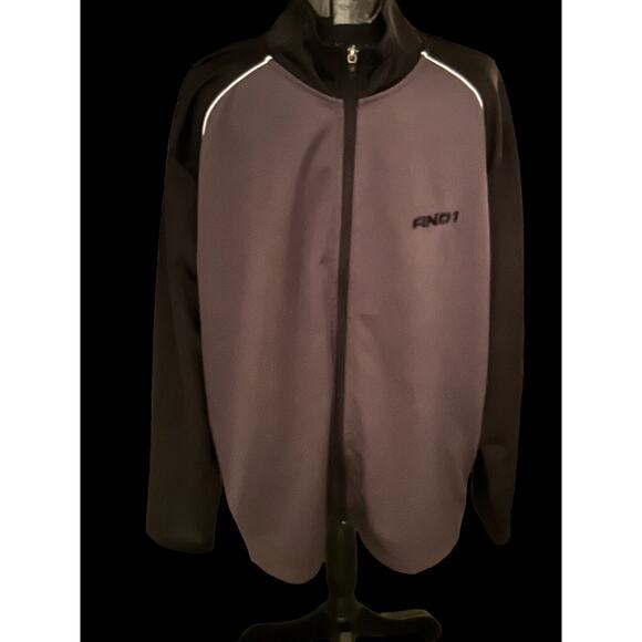 AND1 Jacket mens size XL athletic black & gray full zip up - Picture 1 of 6